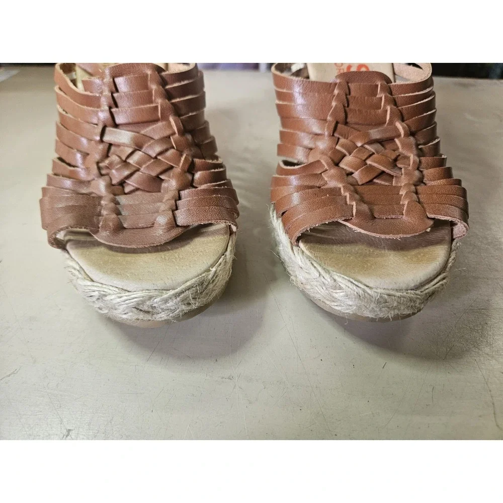 WOMENS MICHAEL KORS BROWN WEDGE OPEN TOE SHOES SIZE 6